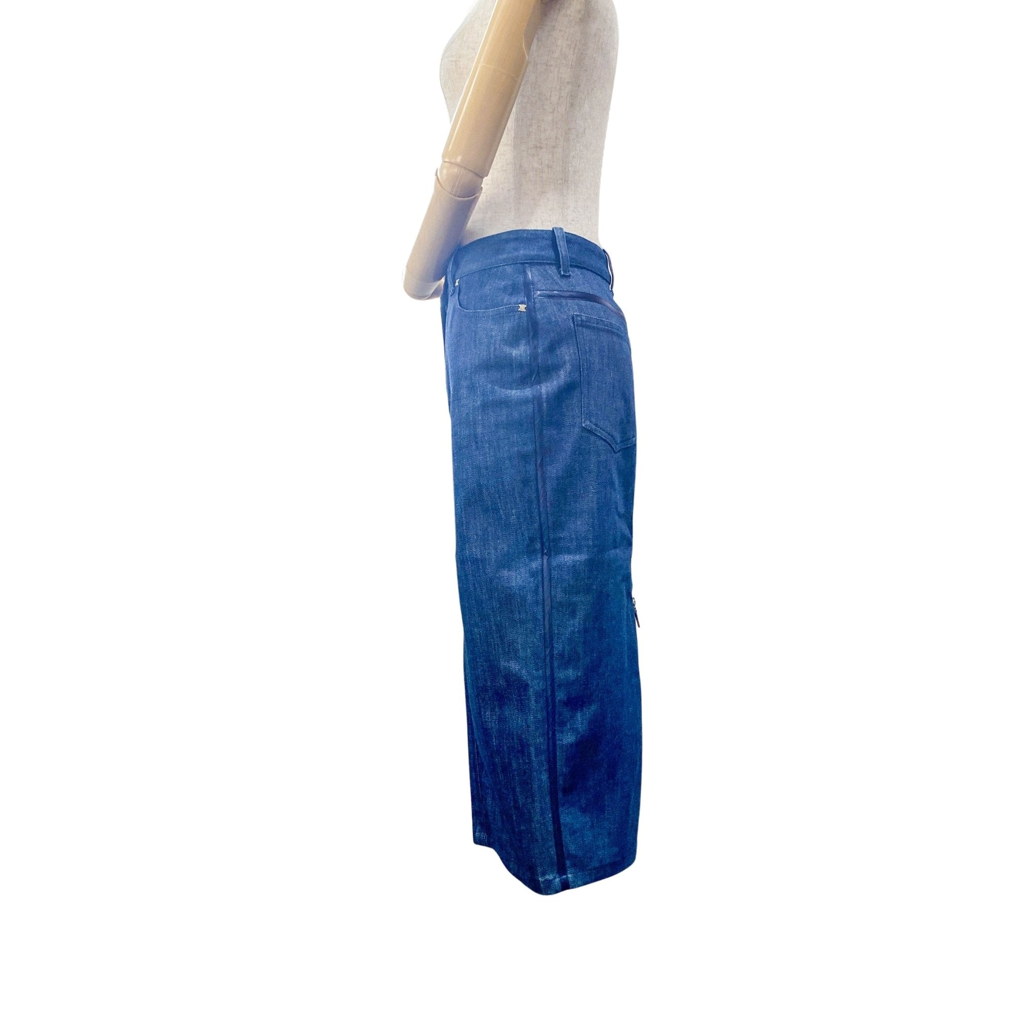 CELINE Denim Straight with Satin Details Mid Lenght Skirt, in , Sold by HIVE PRELOVED - Skirts, ,