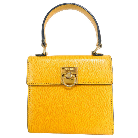 CELINE Gancini Leather Top Handle Crossbody Bag, Leather (unspecified) in Yellow, Sold by HIVE PRELOVED - Handle Bags,