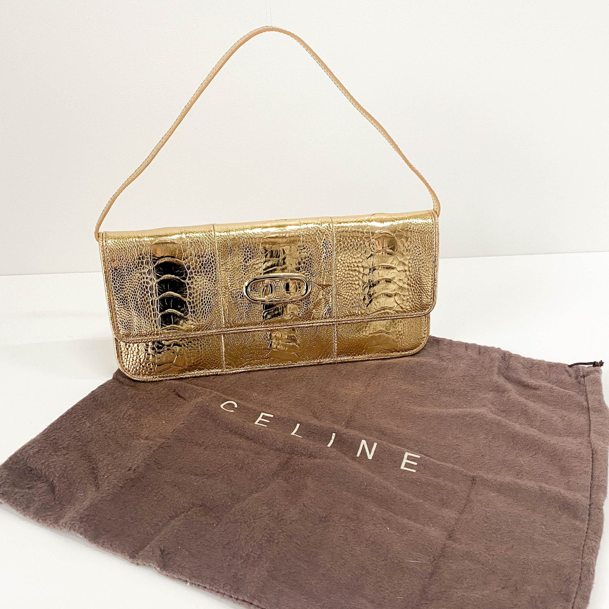 CELINE Gold Clutch Shoulder Bag, in , Sold by HIVE PRELOVED - Shoulder Bags, ,