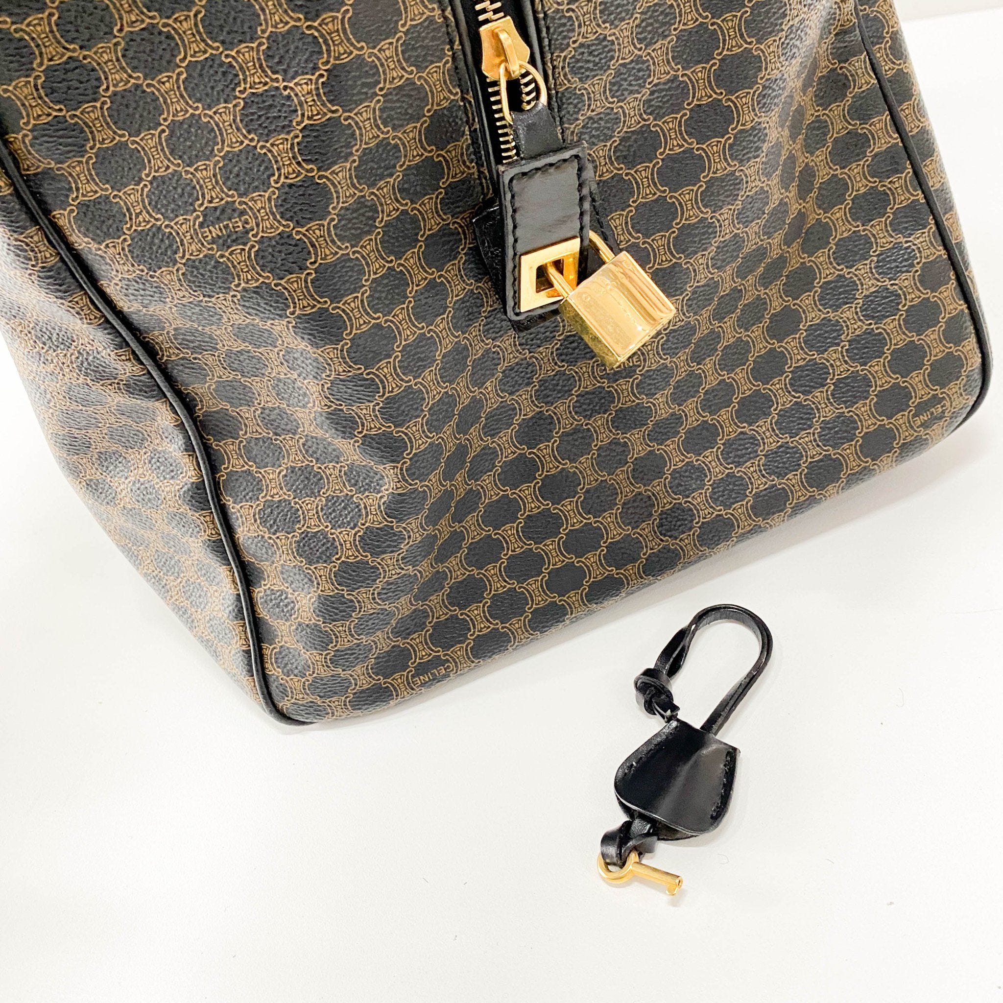 CELINE Macadam Black Canvas Boston Bag, in , Sold by HIVE PRELOVED - Travel bags, ,