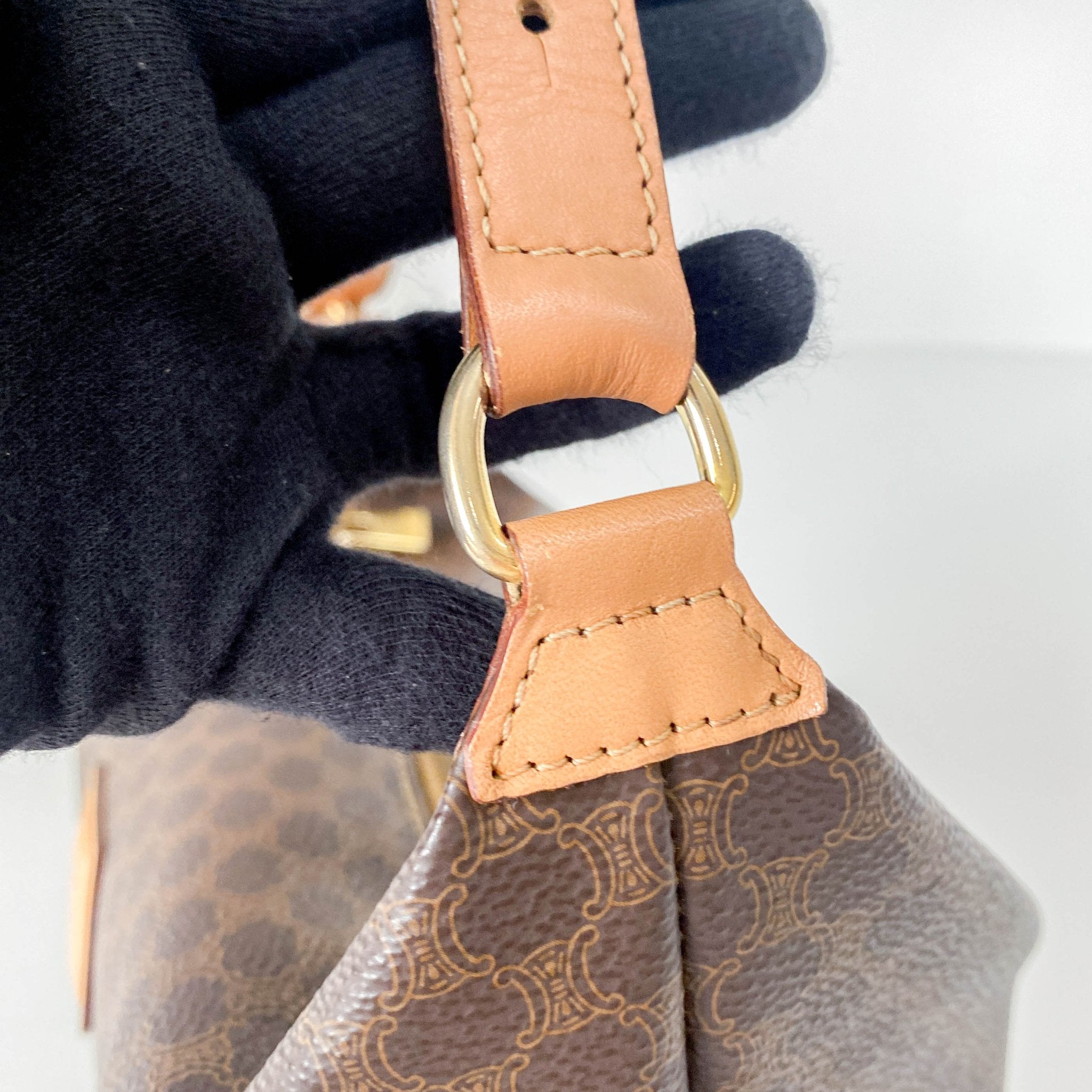 CELINE Macadam Brown Leather Handle Bag, in , Sold by HIVE PRELOVED - Handle Bags, ,