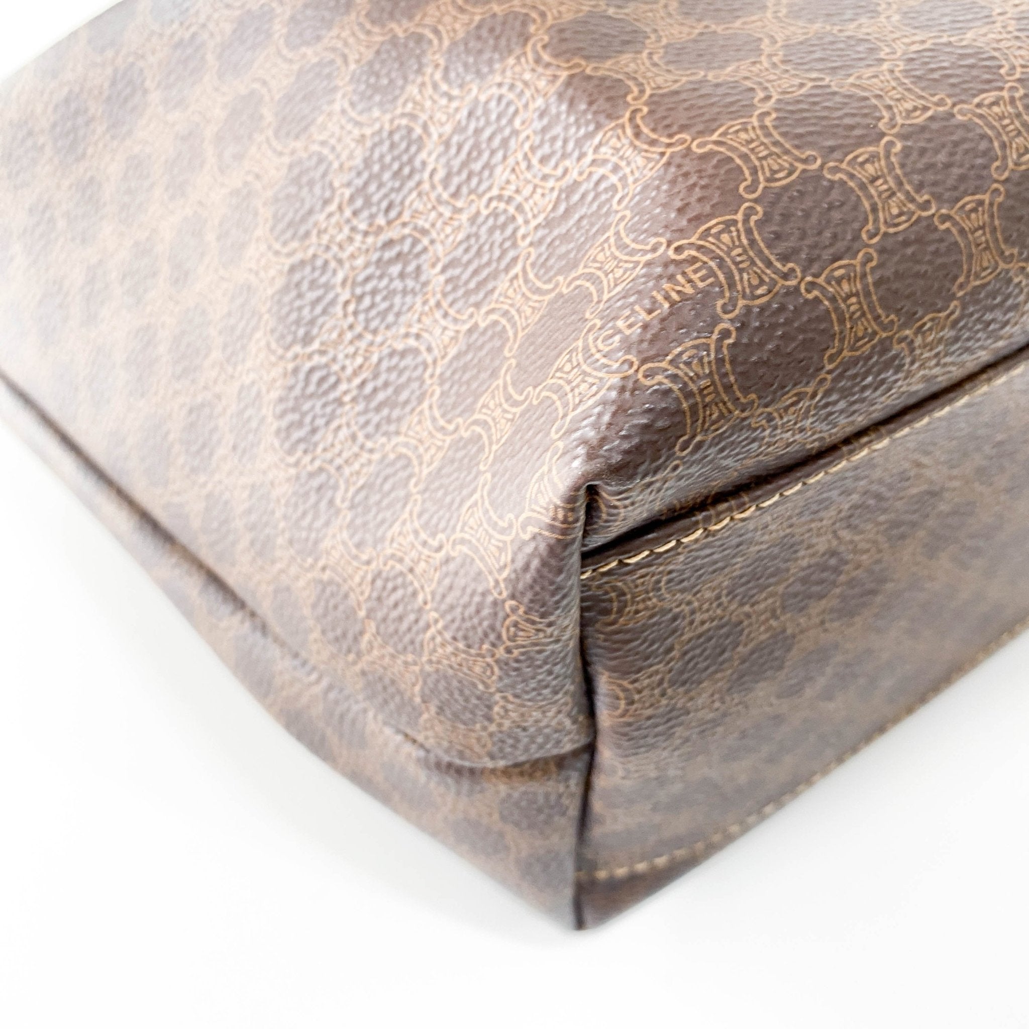 CELINE Macadam Brown Leather Handle Bag, in , Sold by HIVE PRELOVED - Handle Bags, ,