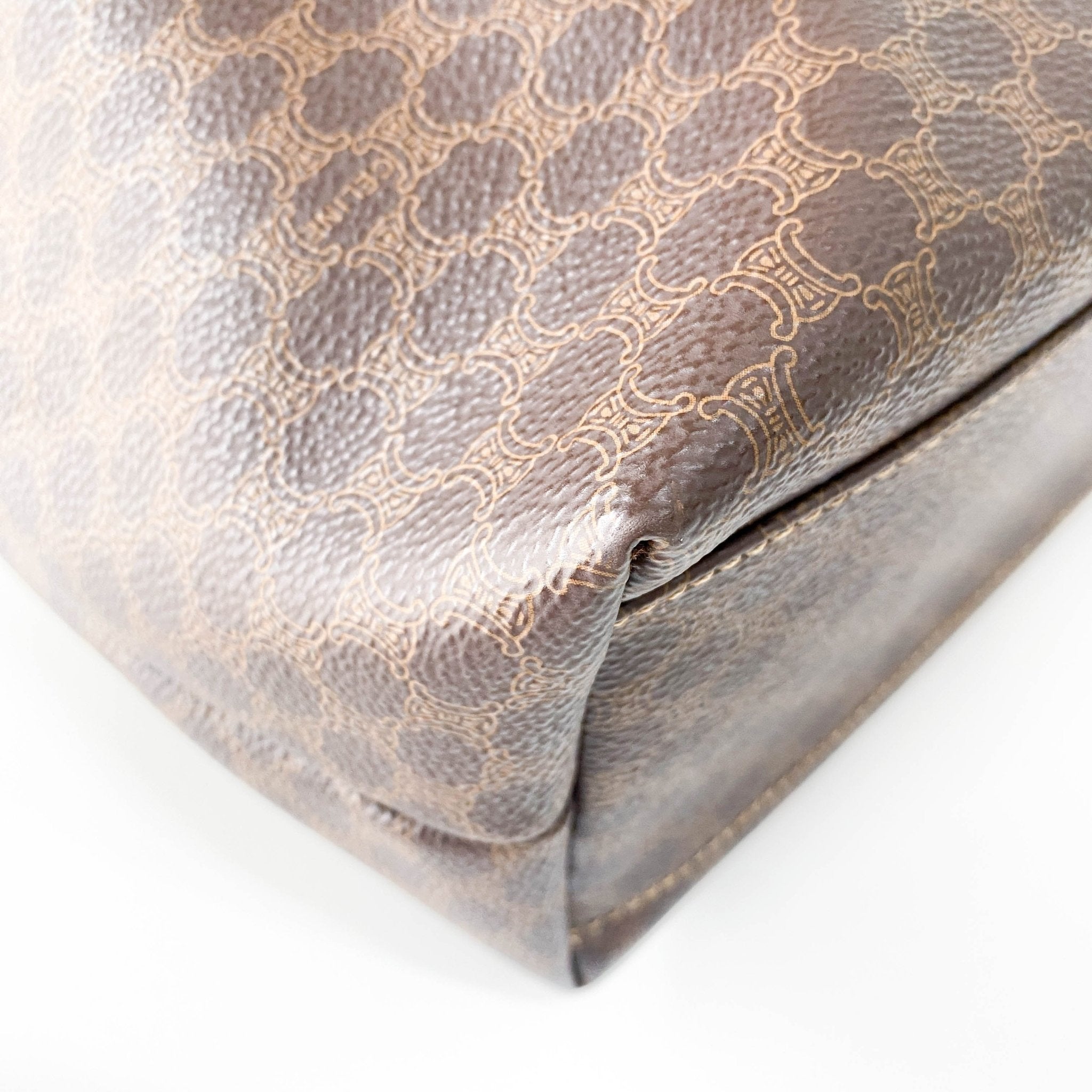 CELINE Macadam Brown Leather Handle Bag, in , Sold by HIVE PRELOVED - Handle Bags, ,