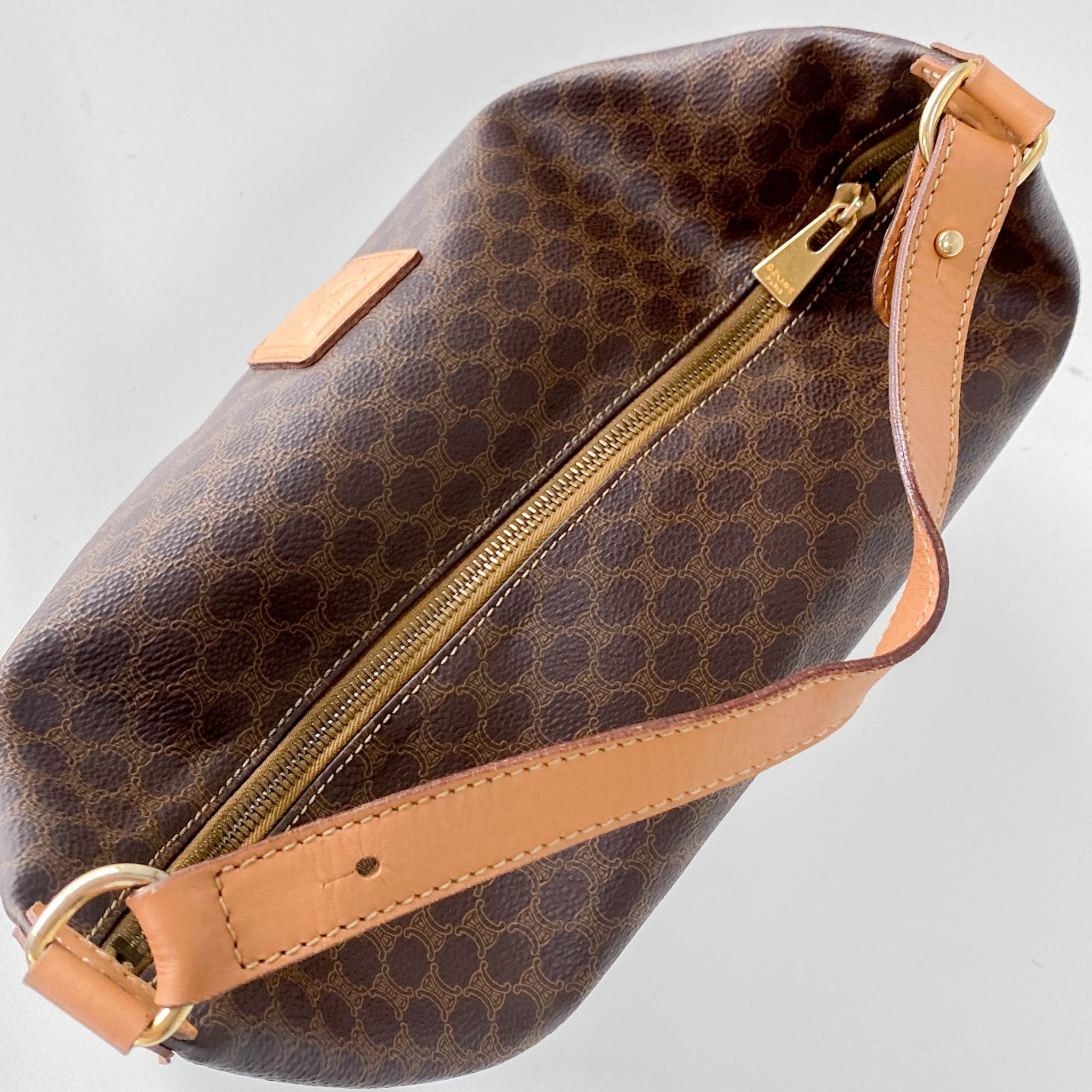 CELINE Macadam Brown Leather Handle Bag, in , Sold by HIVE PRELOVED - Handle Bags, ,