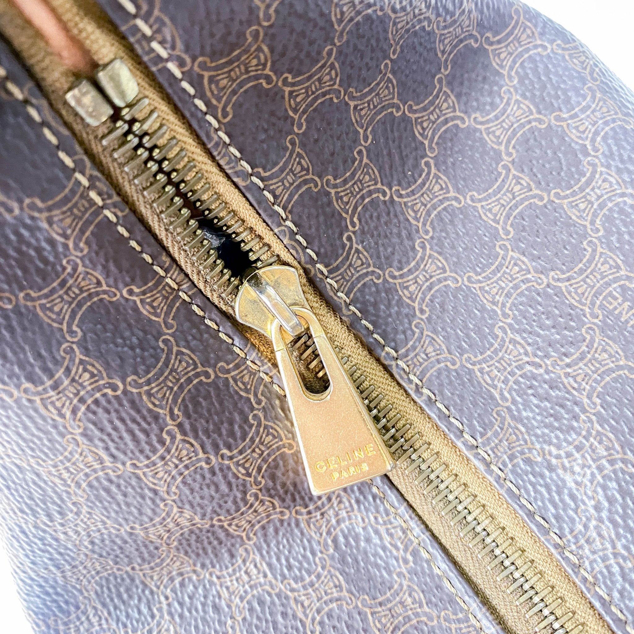 CELINE Macadam Brown Leather Handle Bag, in , Sold by HIVE PRELOVED - Handle Bags, ,