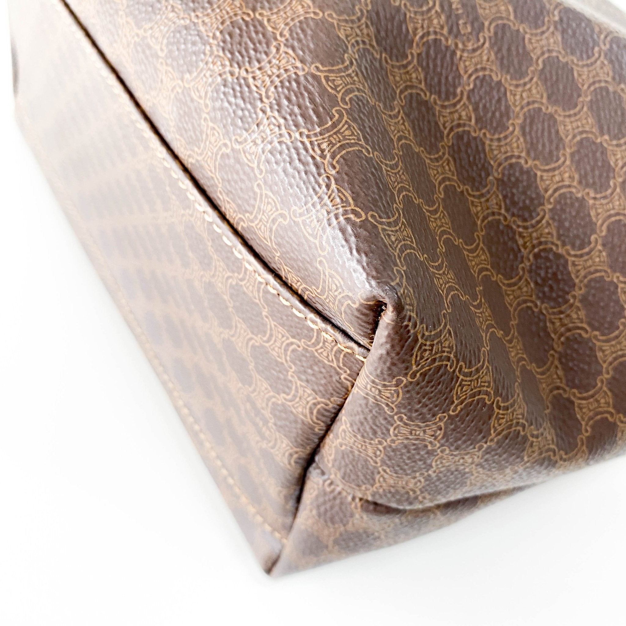 CELINE Macadam Brown Leather Handle Bag, in , Sold by HIVE PRELOVED - Handle Bags, ,