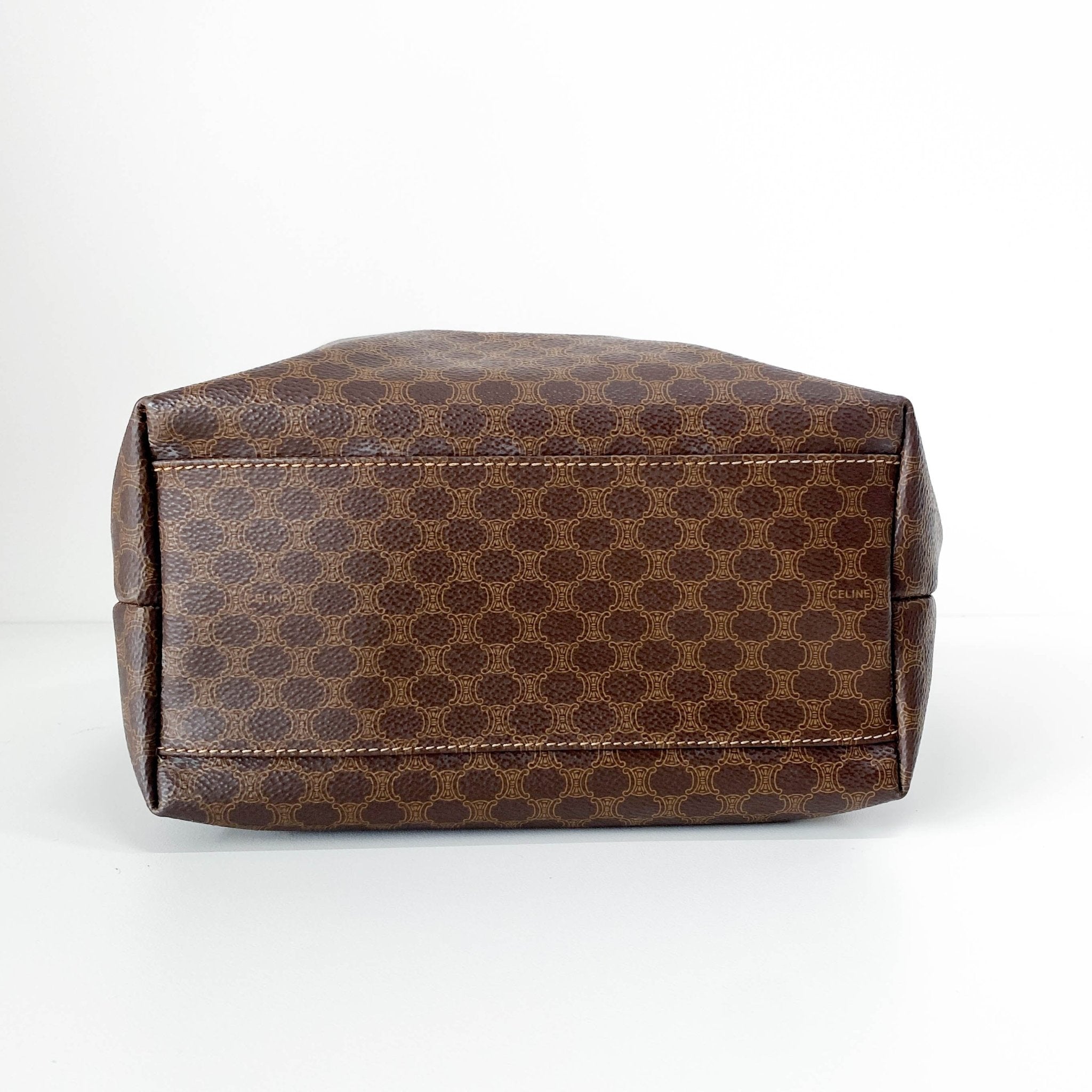 CELINE Macadam Brown Leather Handle Bag, in , Sold by HIVE PRELOVED - Handle Bags, ,