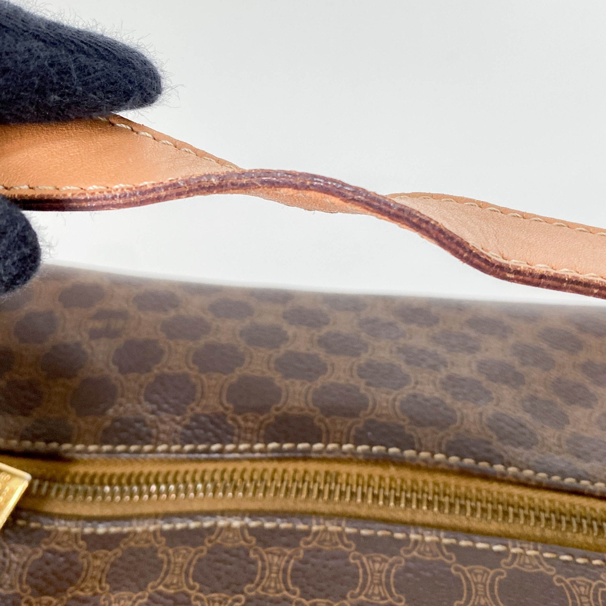 CELINE Macadam Brown Leather Handle Bag, in , Sold by HIVE PRELOVED - Handle Bags, ,