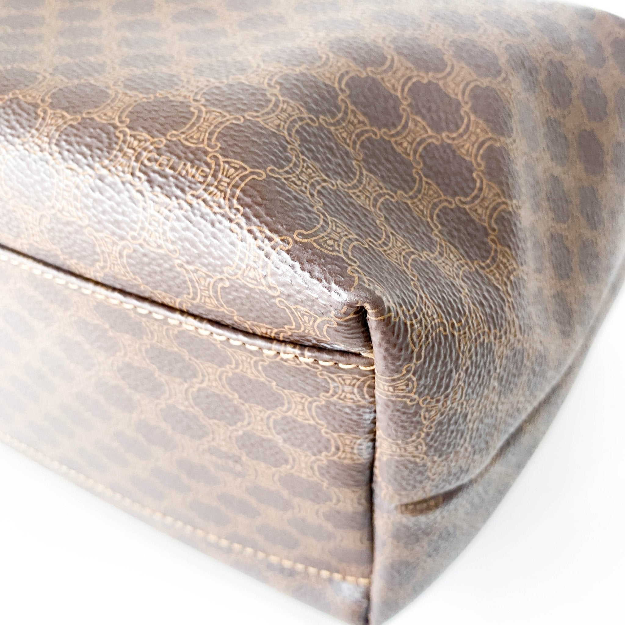 CELINE Macadam Brown Leather Handle Bag, in , Sold by HIVE PRELOVED - Handle Bags, ,