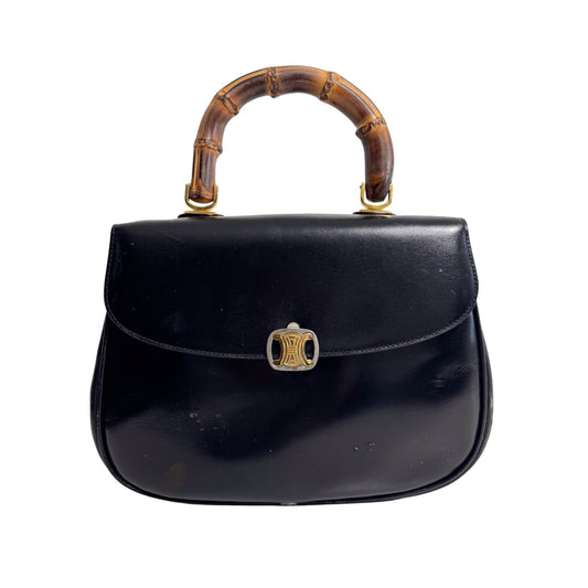 CELINE Macadam Triomphe Bamboo Handle Black Leather Hand Bag, in , Sold by HIVE PRELOVED - Handle Bags, ,