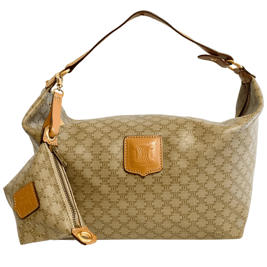 CELINE Macadam Triomphe Beige Canvas Pouch Bag, in , Sold by HIVE PRELOVED - Handle Bags, ,