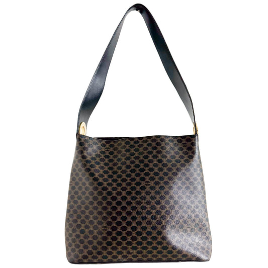 CELINE Macadam Triomphe Black Canvas Circle Logo Shoulder Tote, in , Sold by HIVE PRELOVED - Shoulder Bags, Totes,