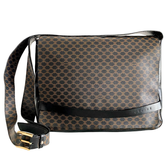 CELINE Macadam Triomphe Black Canvas Satchel Messenger Bag, in , Sold by HIVE PRELOVED - Crossbody bags, Shoulder Bags,