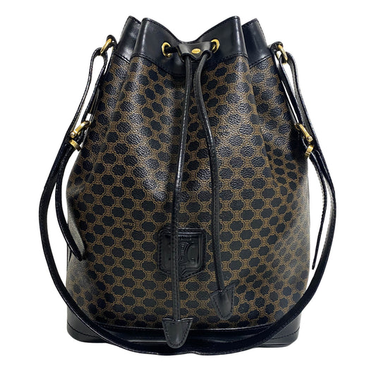CELINE Macadam Triomphe Black Canvas Shoulder Bucket Bag, in , Sold by HIVE PRELOVED - Shoulder Bags, ,