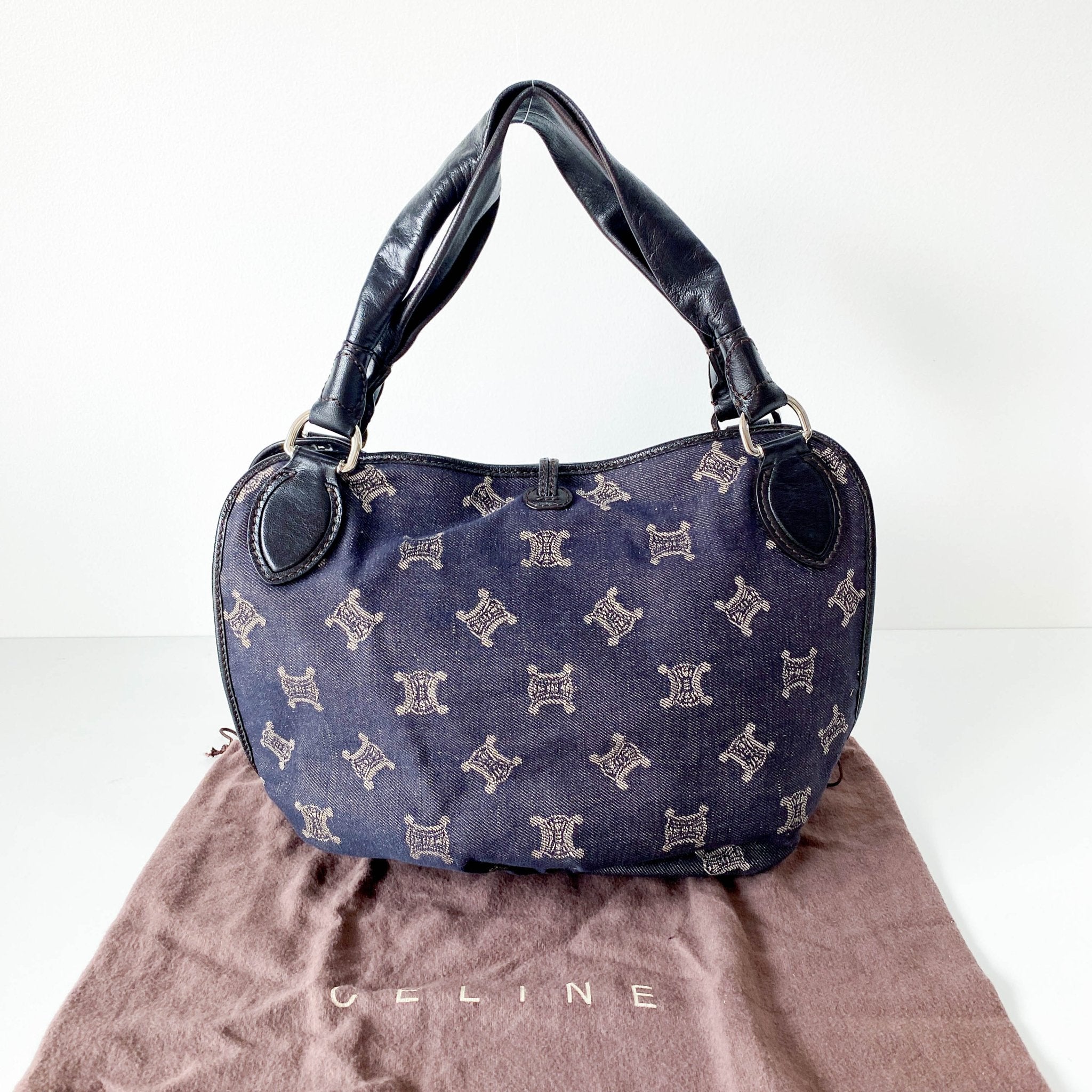 CELINE Macadam Triomphe Blue Denim Shoulder Bag, in , Sold by HIVE PRELOVED - Shoulder Bags, ,