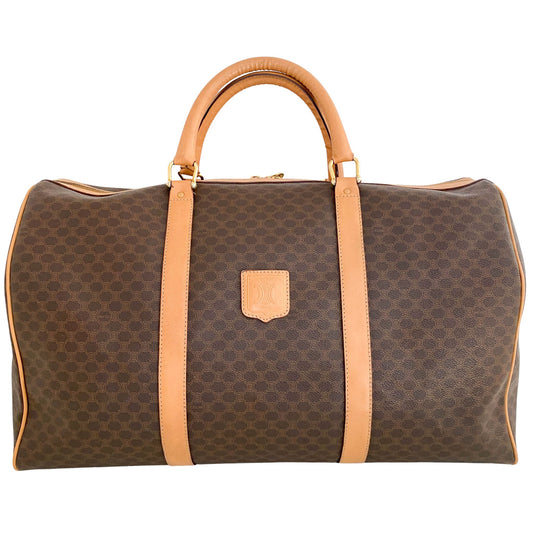 CELINE Macadam Triomphe Boston Bag, Coated Canvas in Brown, Sold by HIVE PRELOVED - Travel bags, ,