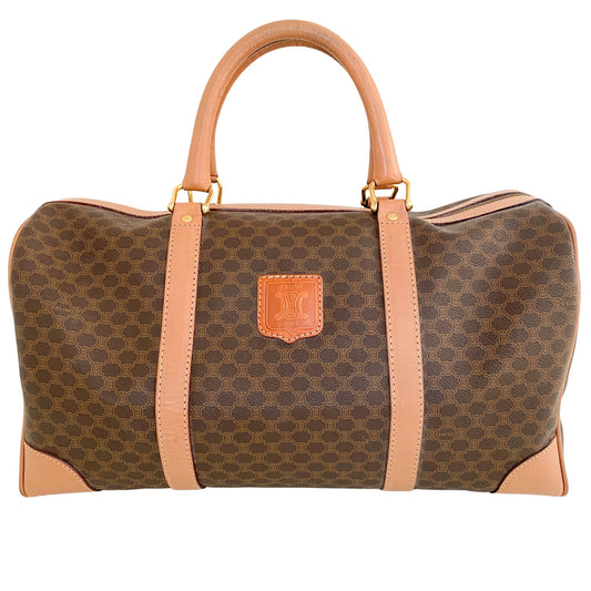 CELINE Macadam Triomphe Boston Bag, Leather (unspecified) in Brown, Sold by HIVE PRELOVED - Handle Bags, Travel bags,
