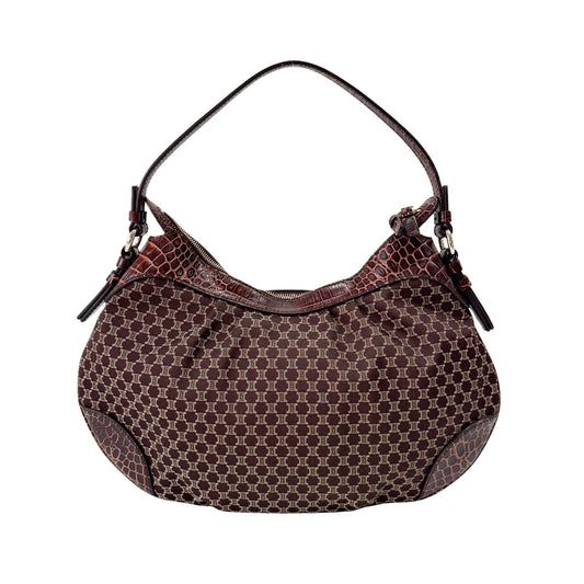 CELINE Macadam Triomphe Brown Canvas Hobo Shoulder Bag, in , Sold by HIVE PRELOVED - Shoulder Bags, ,