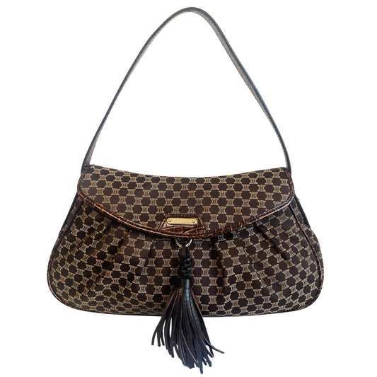 CELINE Macadam Triomphe Brown Canvas Leather Shoulder Bag, in , Sold by HIVE PRELOVED - Shoulder Bags, ,