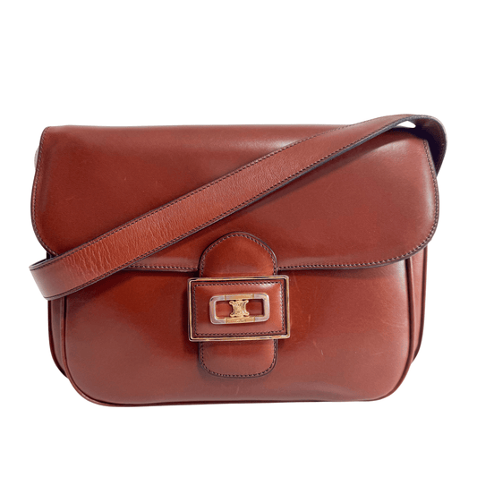 CELINE Macadam Triomphe Brown Leather Shoulder Bag, in , Sold by HIVE PRELOVED - Shoulder Bags, ,