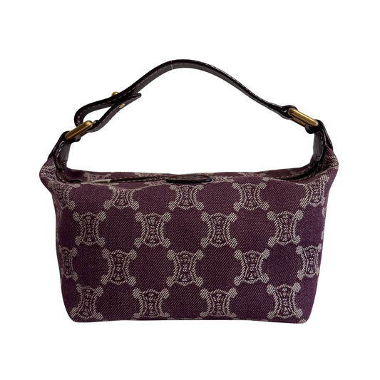 CELINE Macadam Triomphe Burgundy Denim Pouch Bag, in , Sold by HIVE PRELOVED - Shoulder Bags, ,