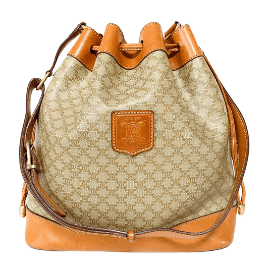 CELINE Macadam Triomphe Canvas Beige Bucket Shoulder Bag, in , Sold by HIVE PRELOVED - Crossbody bags, ,