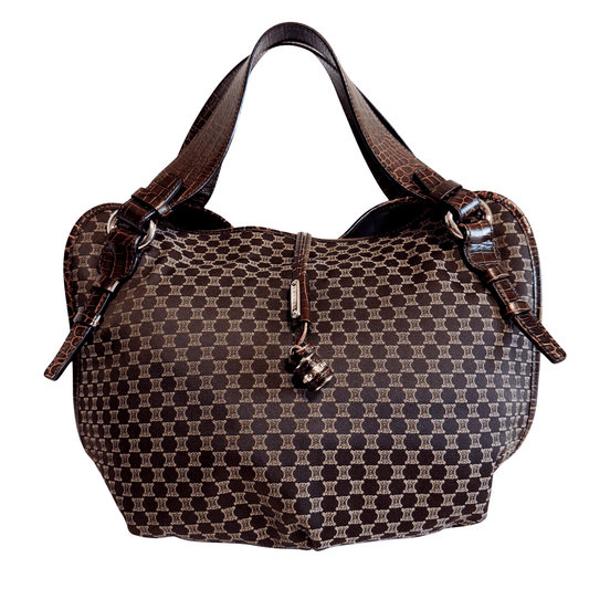 CELINE Macadam Triomphe Canvas Brown Shoulder Bag, in , Sold by HIVE PRELOVED - Shoulder Bags, ,