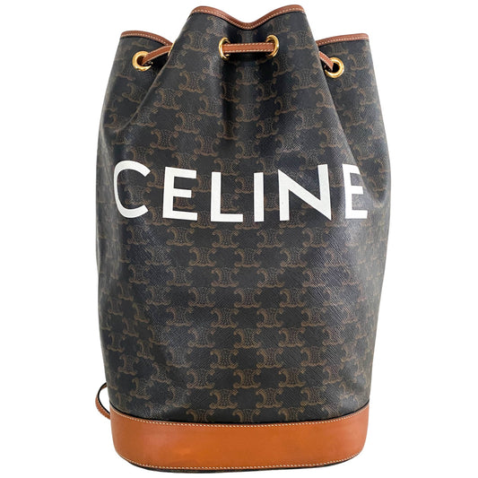 CELINE Macadam Triomphe Canvas Drawstring Bucket Backpack, in , Sold by HIVE PRELOVED - Backpacks, ,