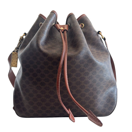 CELINE Macadam Triomphe Canvas Drawstring Bucket Shoulder bag, in , Sold by HIVE PRELOVED - Bucket bags, Shoulder Bags,