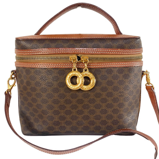 CELINE Macadam Triomphe Canvas Pochette Crossbody Pouch Bag, Coated Canvas in Brown, Sold by HIVE PRELOVED - Shoulder Bags