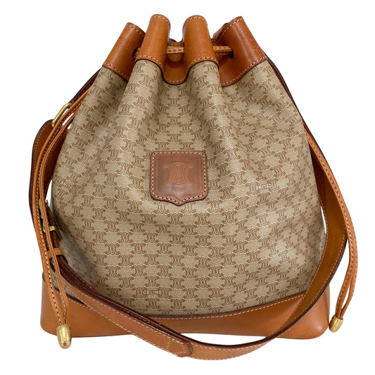 CELINE Macadam Triomphe Canvas Shoulder Bucket Bag, in , Sold by HIVE PRELOVED - Bucket bags, Shoulder Bags,