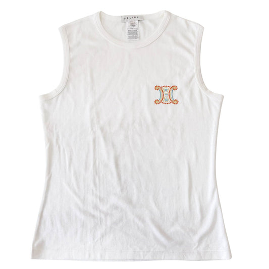 CELINE Macadam Triomphe Cotton T-shirt Size L, in , Sold by HIVE PRELOVED - Tops, ,