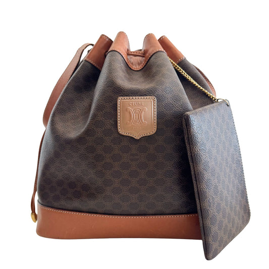 CELINE Macadam Triomphe Drawstring Canvas Shoulder Bag, in , Sold by HIVE PRELOVED - Shoulder Bags, ,