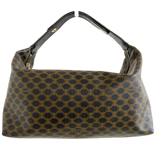 CELINE Macadam Triomphe Handle Pouch Bag, Coated Canvas in Navy, Sold by HIVE PRELOVED - Handle Bags, ,