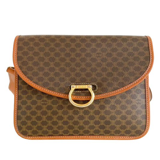 CELINE Macadam Triomphe Shoulder Bag, Coated Canvas in Brown, Sold by HIVE PRELOVED - Shoulder Bags, ,