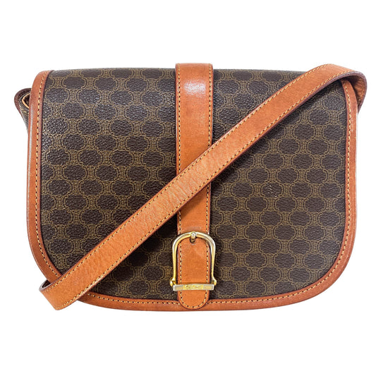 CELINE Macadam Triomphe Shoulder Bag, Coated Canvas in Brown, Sold by HIVE PRELOVED - Shoulder Bags, ,