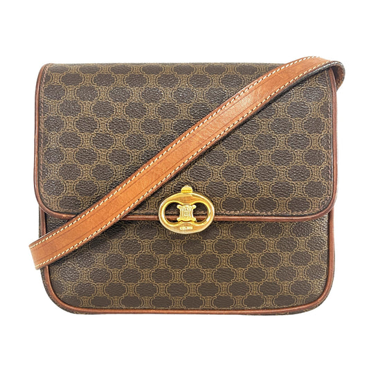 CELINE Macadam Triomphe Shoulder Bag, Coated Canvas in Brown, Sold by HIVE PRELOVED - Shoulder Bags, ,