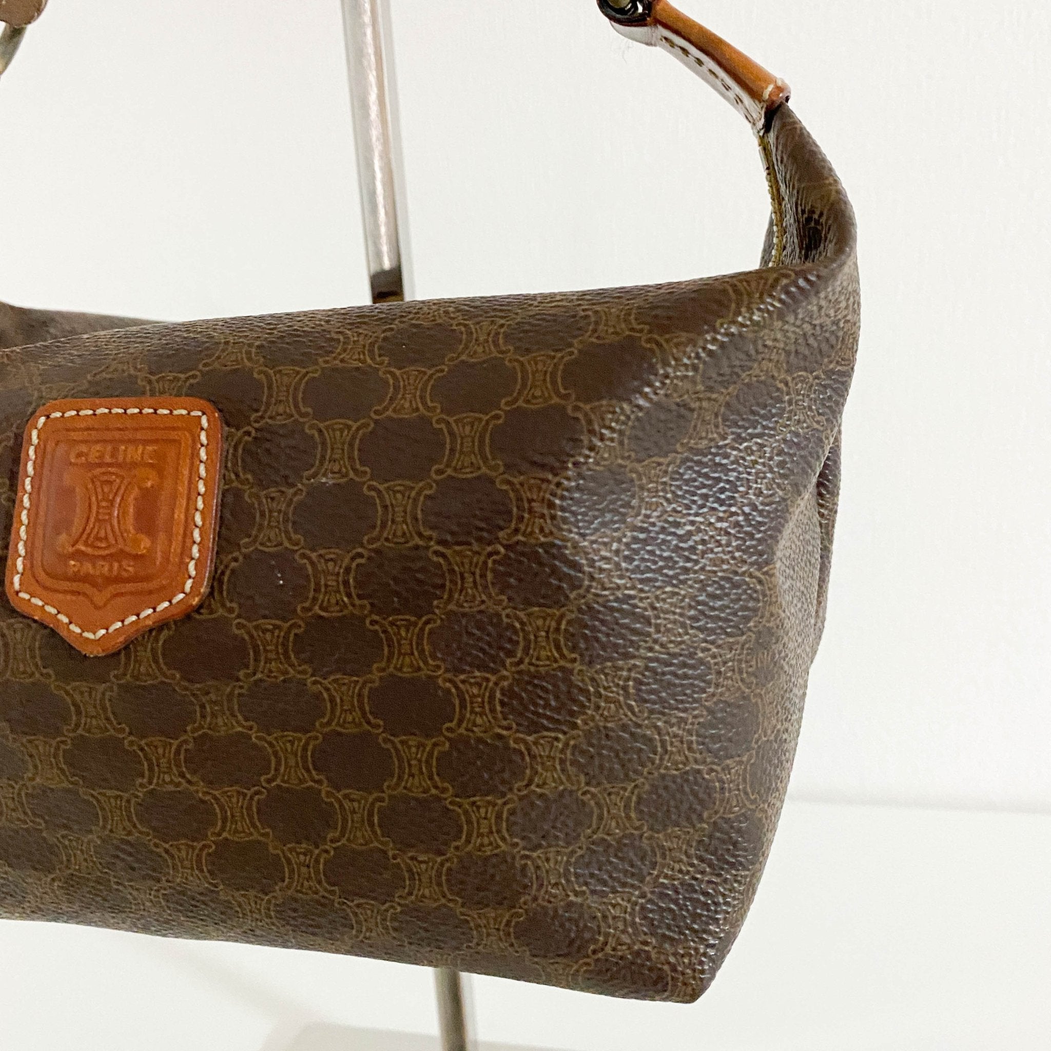 バッグ CELINE Macadam Vanity Pouch Bag tagged CELINE Macadam Makeup pouch Cosmetics Pouch Hand Bag Vanity