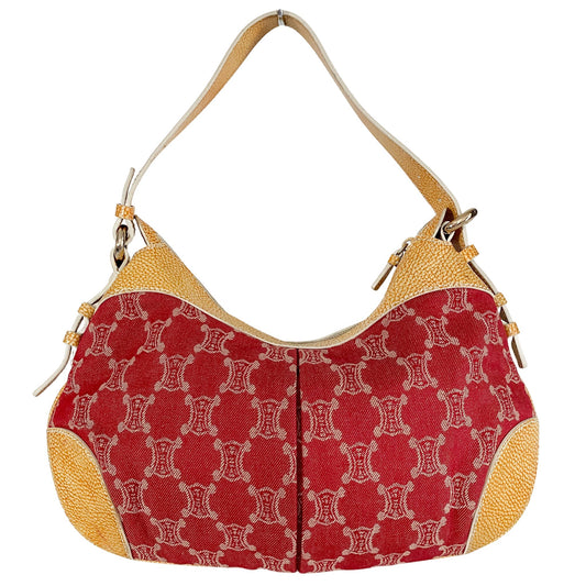CELINE Paris Macadam Triomphe Red Denim Hobo Shoulder Bag, in , Sold by HIVE PRELOVED - Shoulder Bags, ,