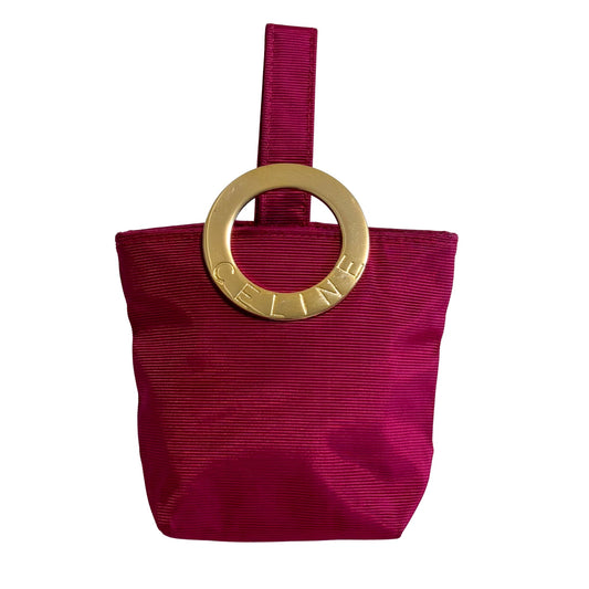 CELINE Pink Cloth Mini Pouch Bag with Gold Circle Hardware, in , Sold by HIVE PRELOVED - Handle Bags, ,