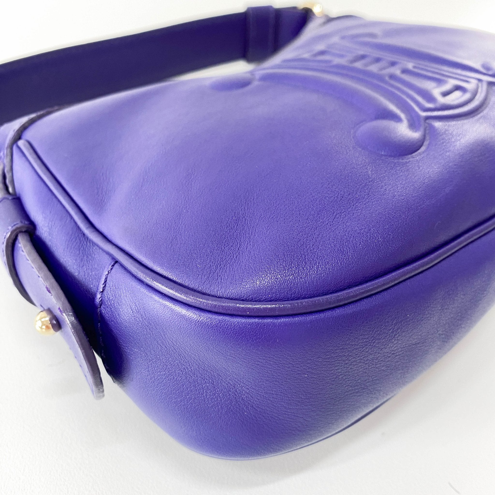 CELINE Purple Leather Triomphe Shoulder Bag, in , Sold by HIVE PRELOVED - Shoulder Bags, ,
