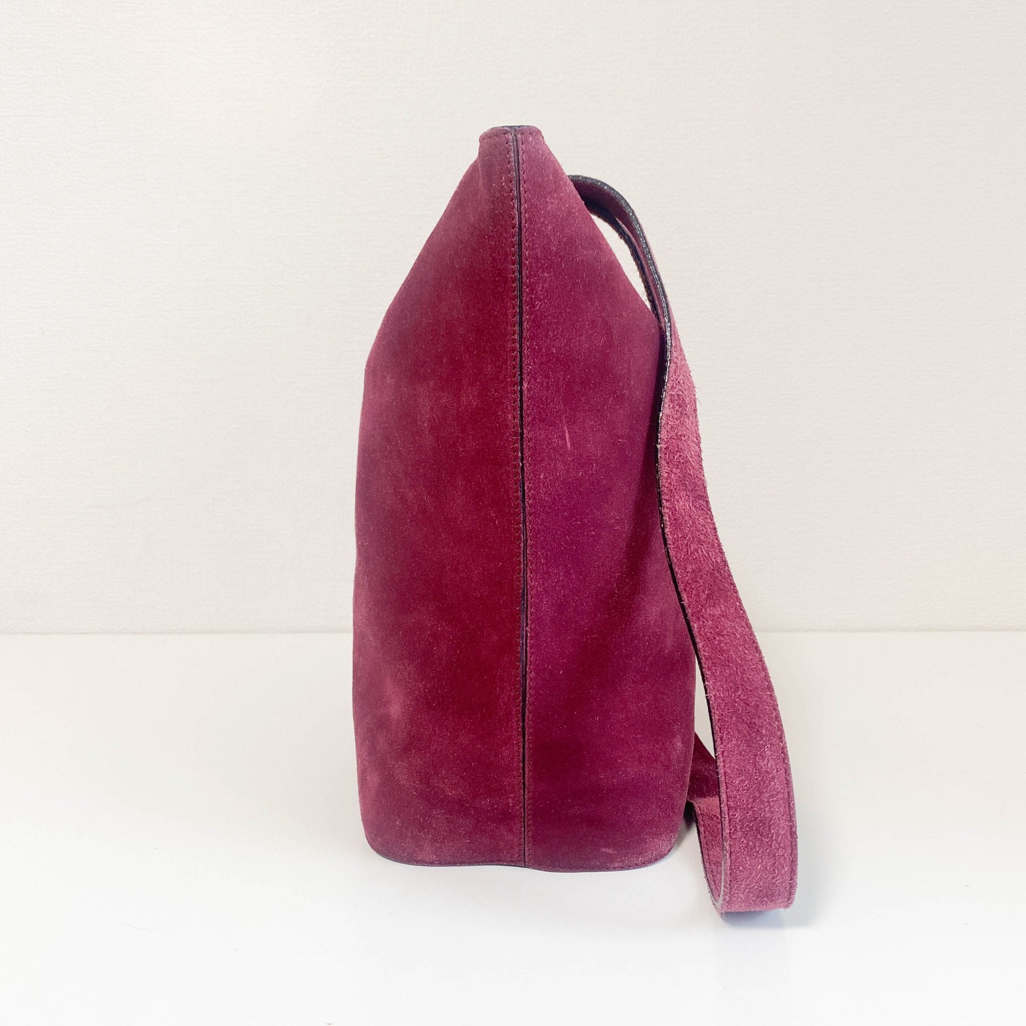 CELINE Purple Suede Gold Circle Hardware Shoulder Bag, in , Sold by HIVE PRELOVED - Shoulder Bags, ,