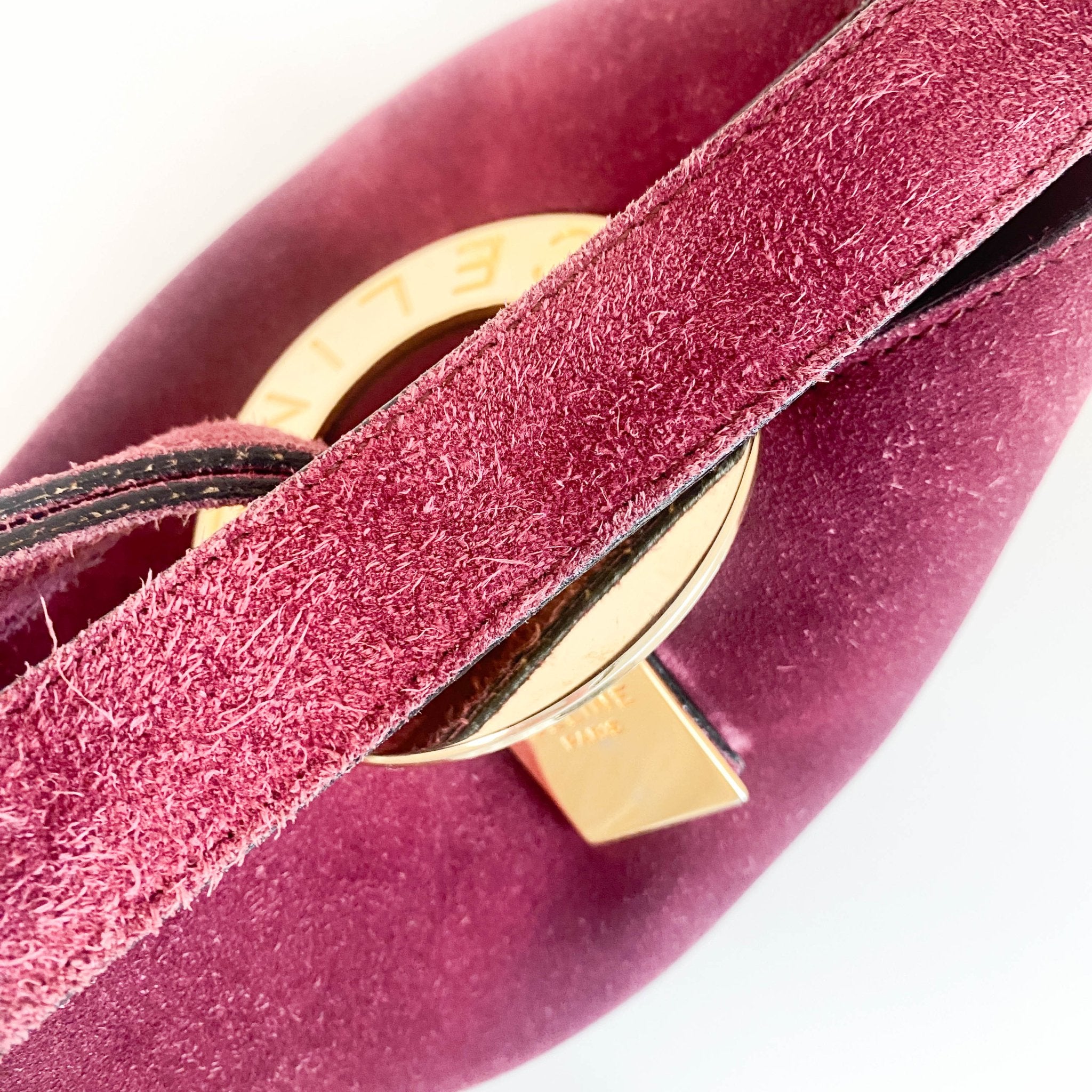 CELINE Purple Suede Gold Circle Hardware Shoulder Bag, in , Sold by HIVE PRELOVED - Shoulder Bags, ,