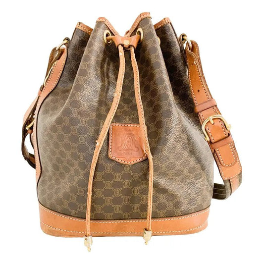 CELINE Sac Seau Cloth Handbag, Brown in Coated Canvas, Sold by HIVE PRELOVED - , ,