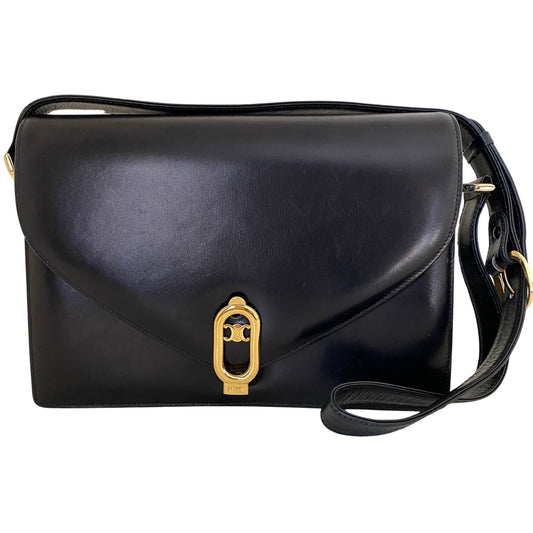 CELINE Triomph Hardware Crossbody Bag, Leather (unspecified) in Black, Sold by HIVE PRELOVED - Crossbody bags, Shoulder Bags,