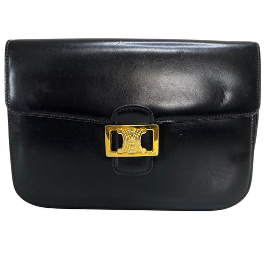 CELINE Triomphe Hardware Box Black Leather Crossbody Shoulder Bag, in , Sold by HIVE PRELOVED - Crossbody bags, Shoulder Bags