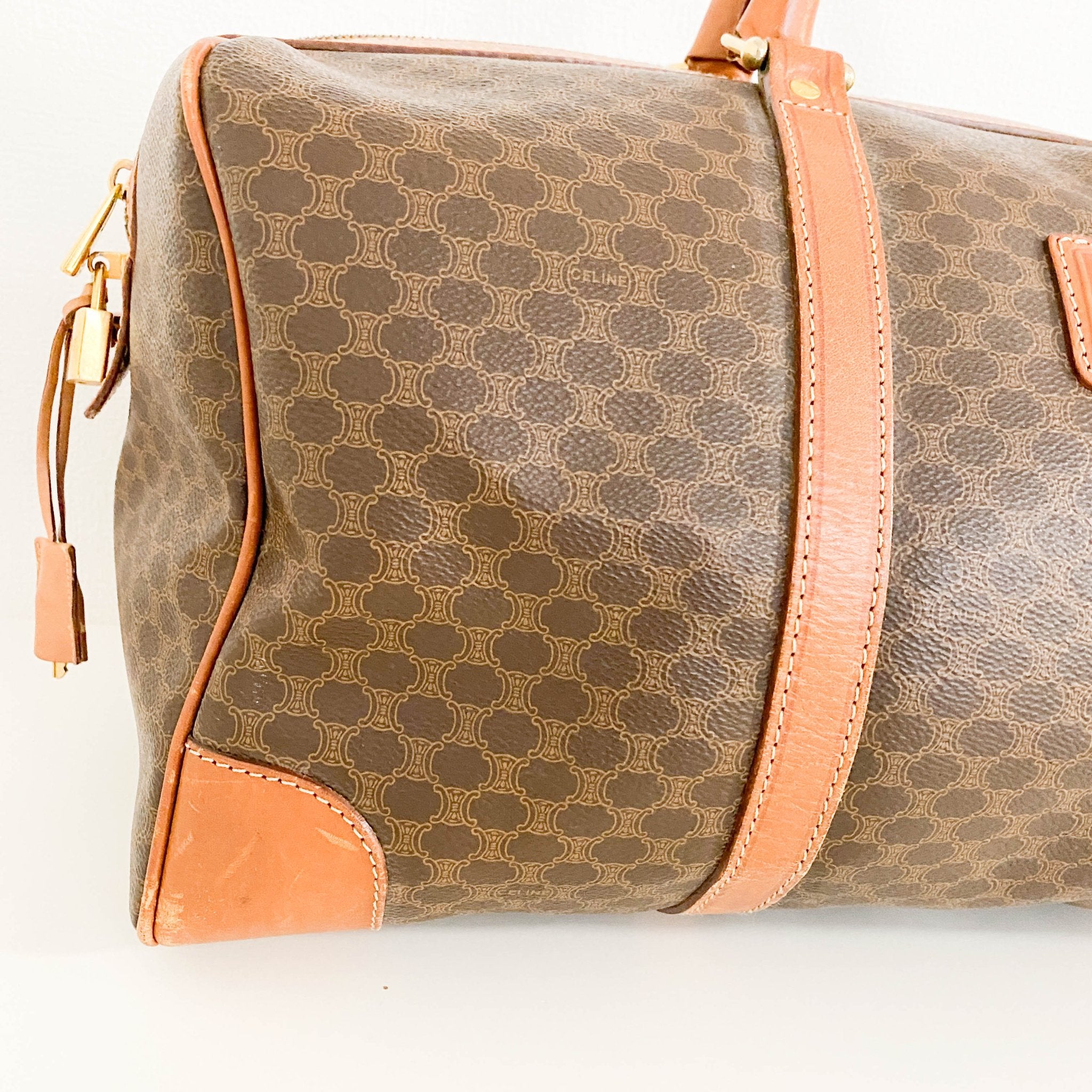 CELINE Triomphe Vintage Cloth 48H Handbag, Brown in Coated Canvas, Sold by HIVE PRELOVED - , ,