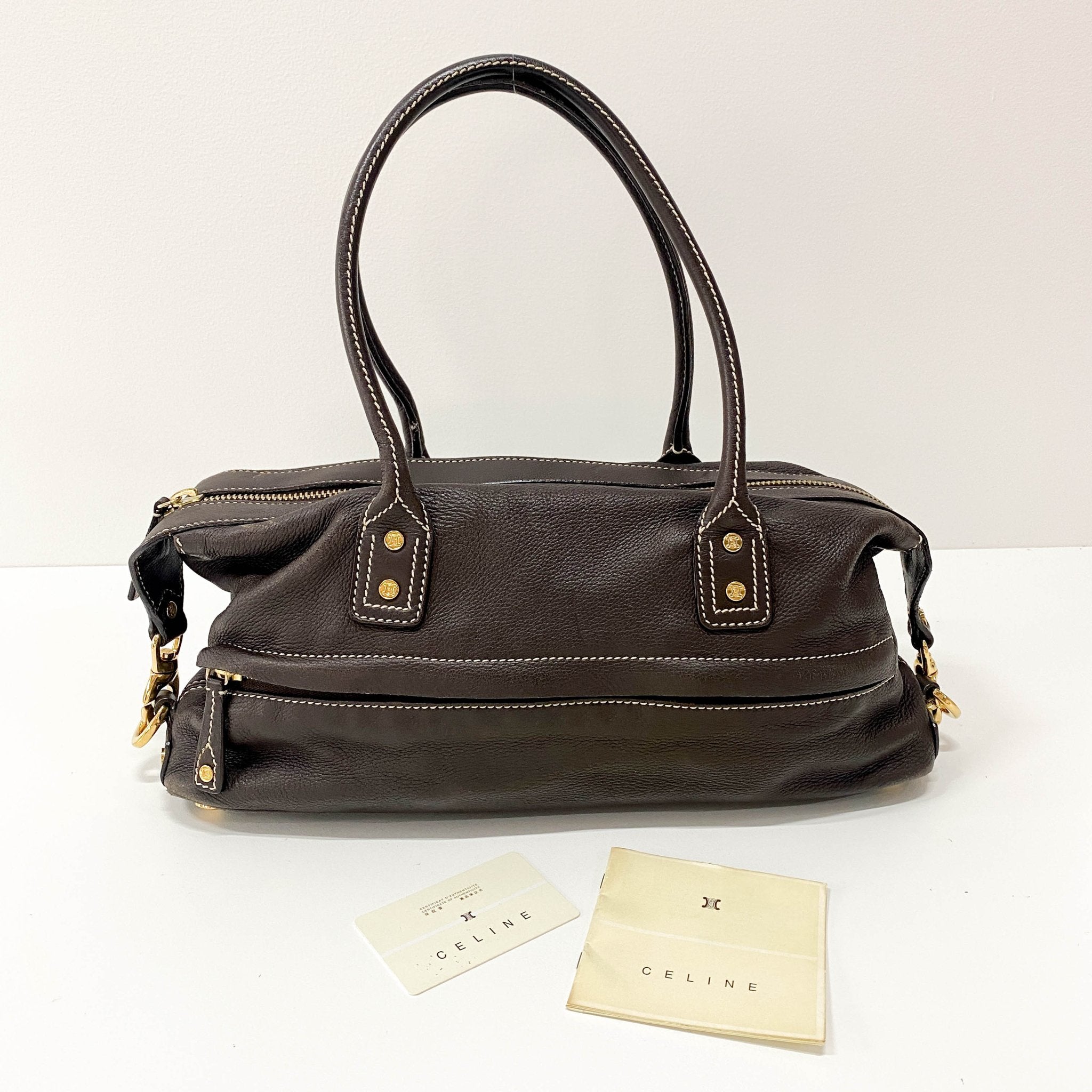 CELINE Vintage Brown Leather Top Handle Bag, in , Sold by HIVE PRELOVED - Shoulder Bags, ,