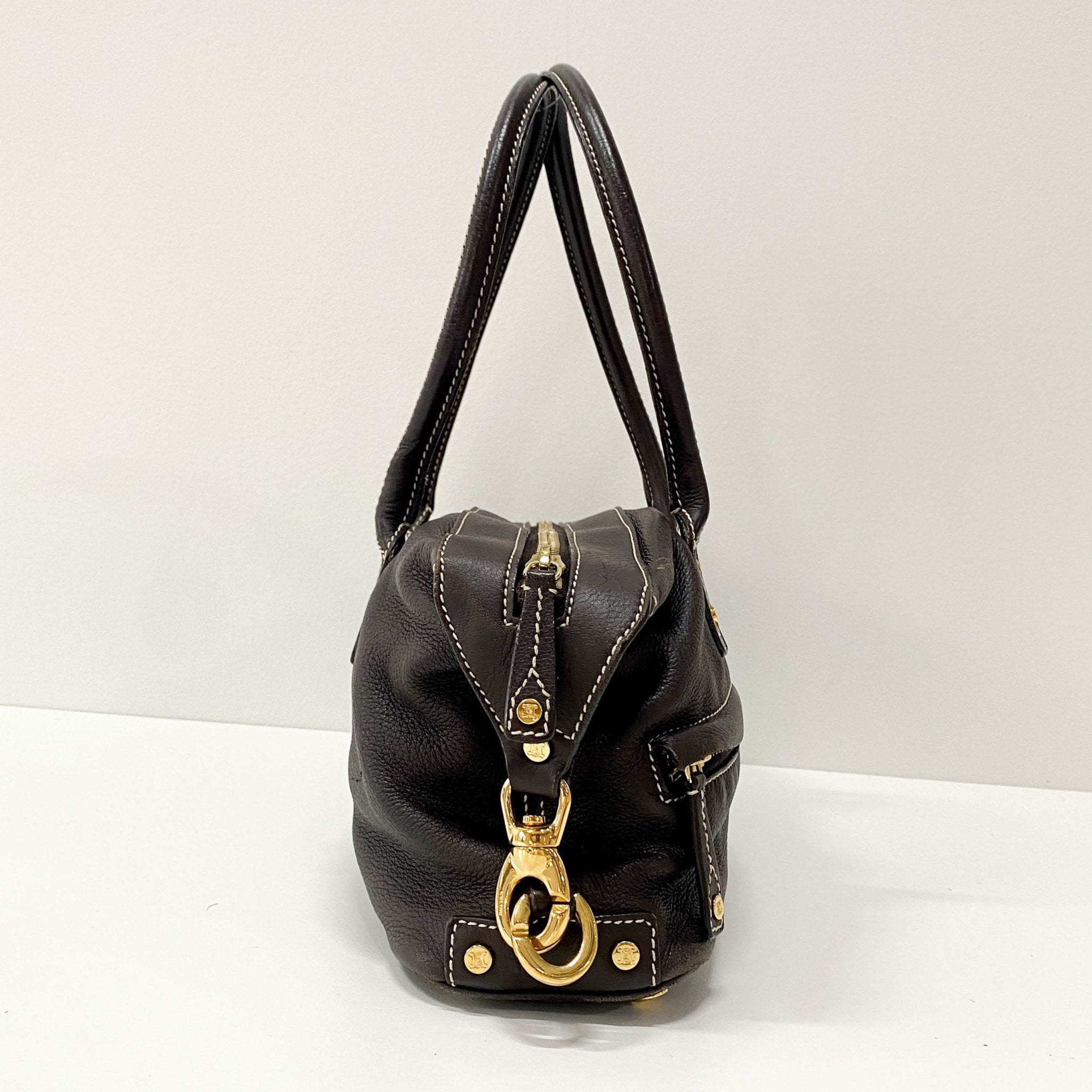 CELINE Vintage Brown Leather Top Handle Bag, in , Sold by HIVE PRELOVED - Shoulder Bags, ,