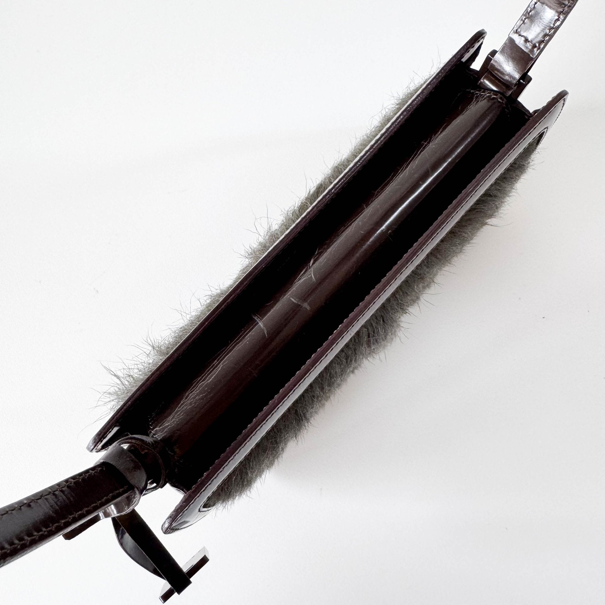 CELINE Vintage Green Fur/Brown Leather Shoulder Bag, in , Sold by HIVE PRELOVED - Shoulder Bags, ,